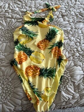 Anthropologie Yellow Pineapple Print Halter One-Piece Swimsuit